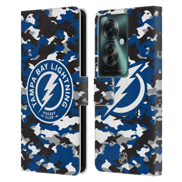 NHL Tampa Bay Lightning Camouflage Leather Book Wallet Case Cover For OPPO Reno11 F 5G / F25 Pro 5G