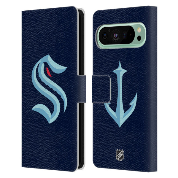 NHL Seattle Kraken Plain Leather Book Wallet Case Cover For Google Pixel 9 Pro XL