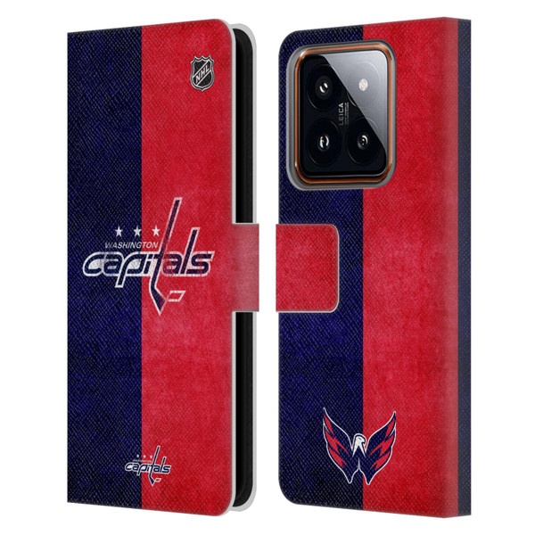 NHL Washington Capitals Half Distressed Leather Book Wallet Case Cover For Xiaomi 14
