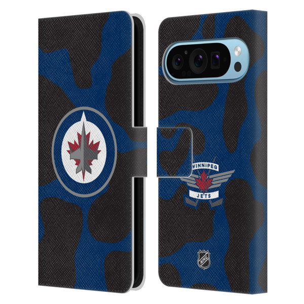 NHL Winnipeg Jets Cow Pattern Leather Book Wallet Case Cover For Google Pixel 9 / Pixel 9 Pro