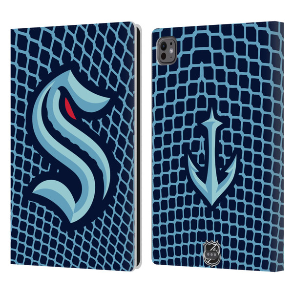 NHL Seattle Kraken Net Pattern Leather Book Wallet Case Cover For Apple iPad Pro 11 M4 2024