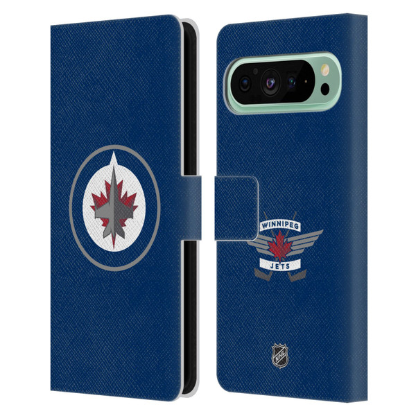 NHL Winnipeg Jets Plain Leather Book Wallet Case Cover For Google Pixel 9 Pro XL
