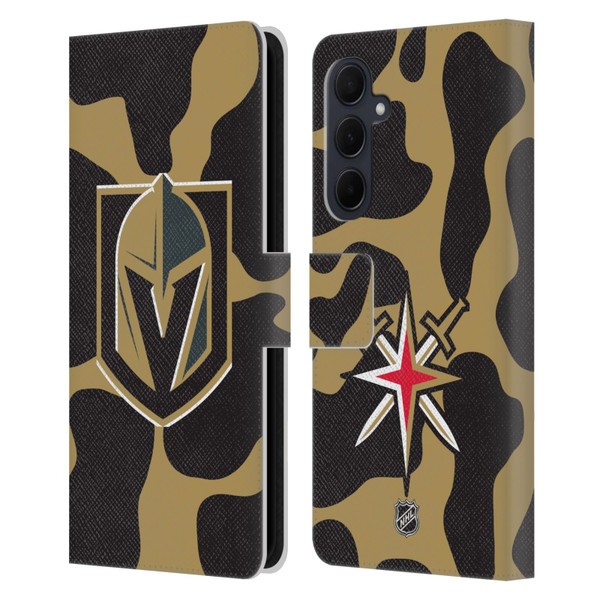 NHL Vegas Golden Knights Cow Pattern Leather Book Wallet Case Cover For Samsung Galaxy A35 5G