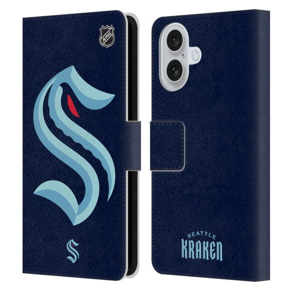 NHL Seattle Kraken Oversized Leather Book Wallet Case Cover For Apple iPhone 16