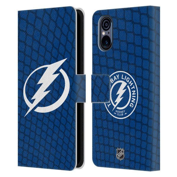 NHL Tampa Bay Lightning Net Pattern Leather Book Wallet Case Cover For Sony Xperia 5 V 5G