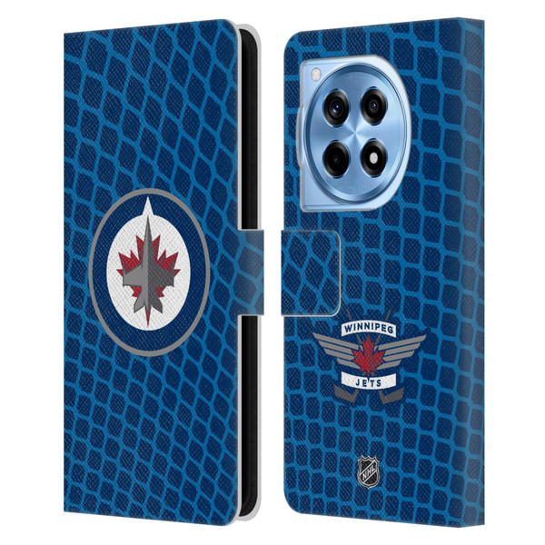 NHL Winnipeg Jets Net Pattern Leather Book Wallet Case Cover For OnePlus 12R