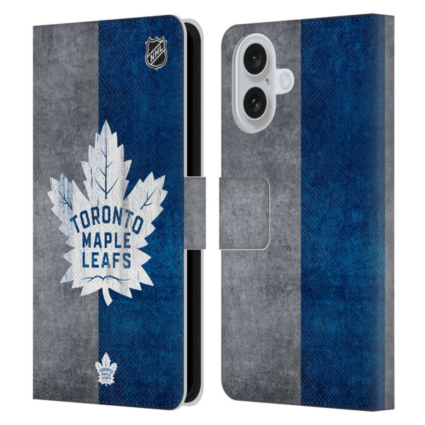 NHL Toronto Maple Leafs Half Distressed Leather Book Wallet Case Cover For Apple iPhone 16