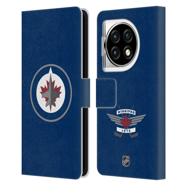 NHL Winnipeg Jets Plain Leather Book Wallet Case Cover For OPPO OnePlus Ace 3 5G