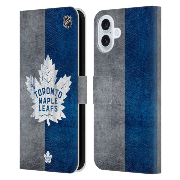 NHL Toronto Maple Leafs Half Distressed Leather Book Wallet Case Cover For Apple iPhone 16 Plus