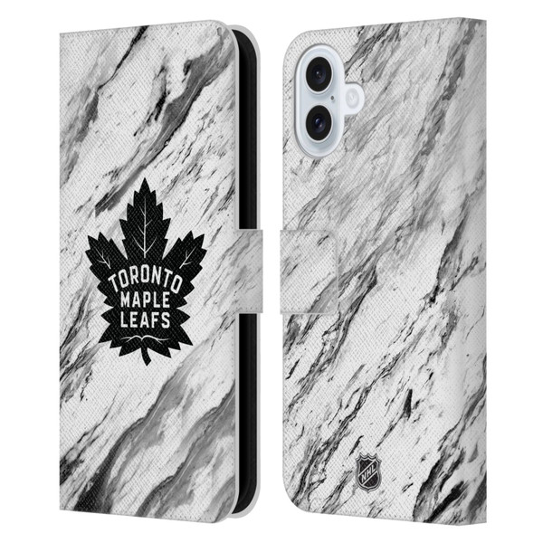 NHL Toronto Maple Leafs Marble Leather Book Wallet Case Cover For Apple iPhone 16 Plus