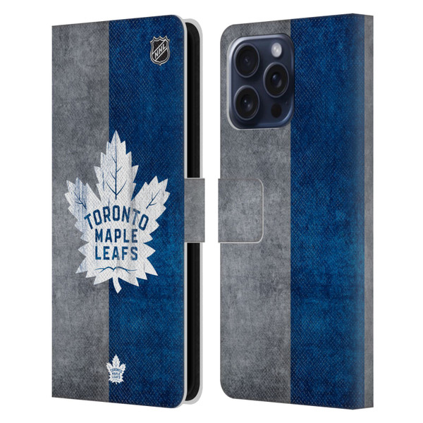 NHL Toronto Maple Leafs Half Distressed Leather Book Wallet Case Cover For Apple iPhone 16 Pro Max