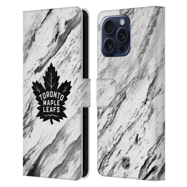 NHL Toronto Maple Leafs Marble Leather Book Wallet Case Cover For Apple iPhone 16 Pro Max