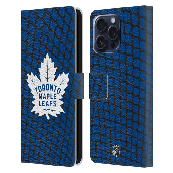 NHL Toronto Maple Leafs Net Pattern Leather Book Wallet Case Cover For Apple iPhone 16 Pro Max