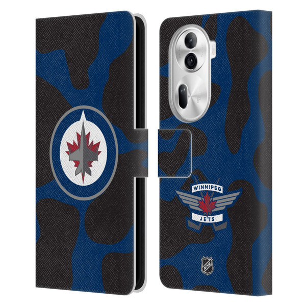 NHL Winnipeg Jets Cow Pattern Leather Book Wallet Case Cover For OPPO Reno11