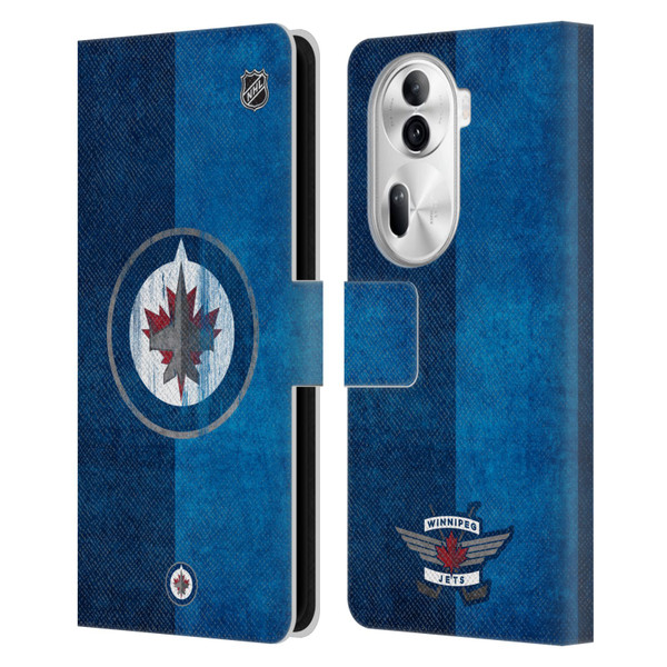 NHL Winnipeg Jets Half Distressed Leather Book Wallet Case Cover For OPPO Reno11