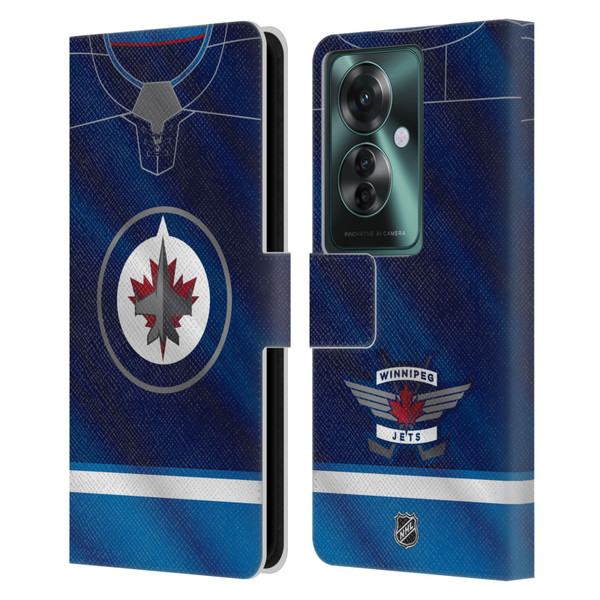 NHL Winnipeg Jets Jersey Leather Book Wallet Case Cover For OPPO Reno11 F 5G / F25 Pro 5G