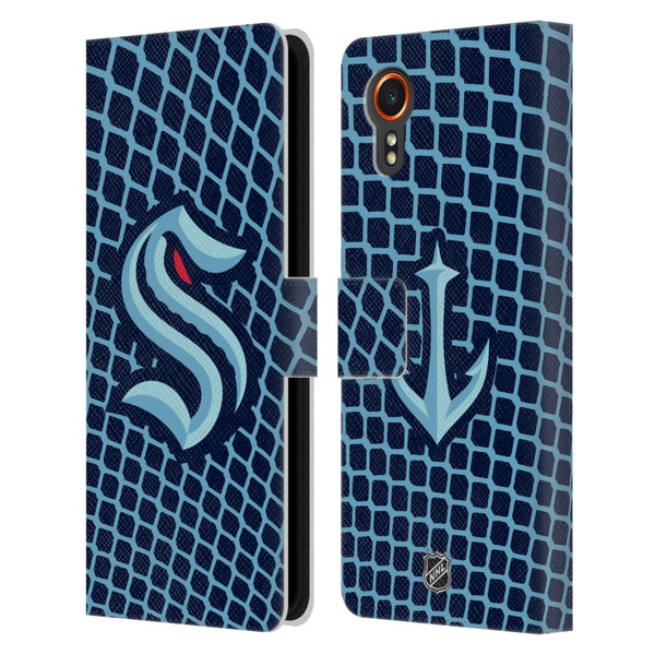 NHL Seattle Kraken Net Pattern Leather Book Wallet Case Cover For Samsung Galaxy Xcover7 5G