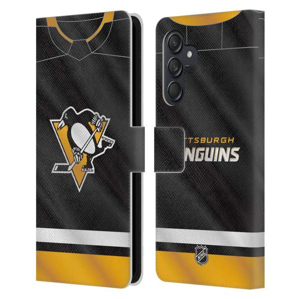NHL Pittsburgh Penguins Jersey Leather Book Wallet Case Cover For Samsung Galaxy M55 5G