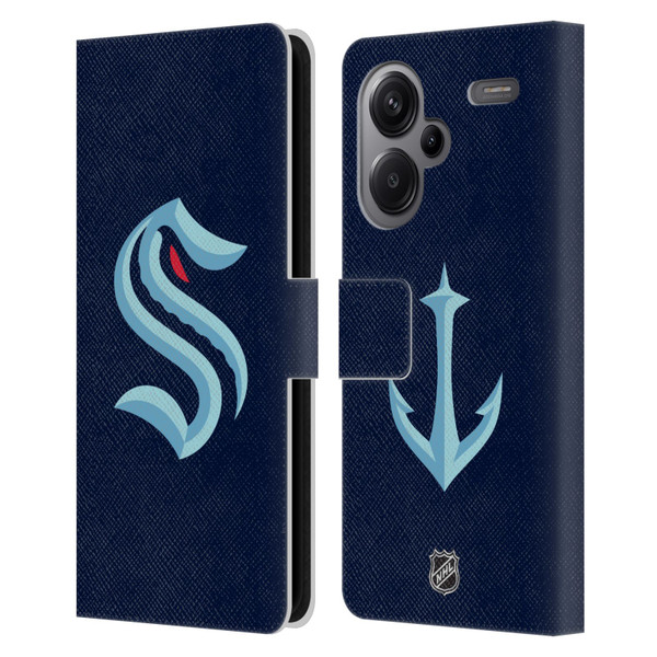 NHL Seattle Kraken Plain Leather Book Wallet Case Cover For Xiaomi Redmi Note 13 Pro Plus 5G