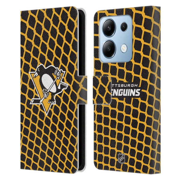 NHL Pittsburgh Penguins Net Pattern Leather Book Wallet Case Cover For Xiaomi Redmi Note 13/13 Pro 5G