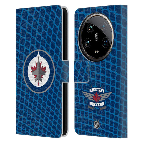 NHL Winnipeg Jets Net Pattern Leather Book Wallet Case Cover For Xiaomi 14 Ultra