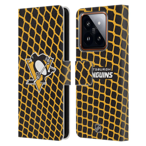 NHL Pittsburgh Penguins Net Pattern Leather Book Wallet Case Cover For Xiaomi 14