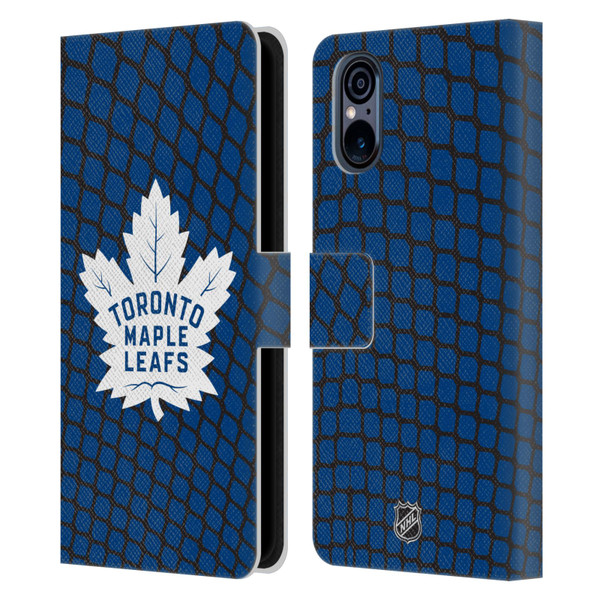 NHL Toronto Maple Leafs Net Pattern Leather Book Wallet Case Cover For Sony Xperia 5 V 5G