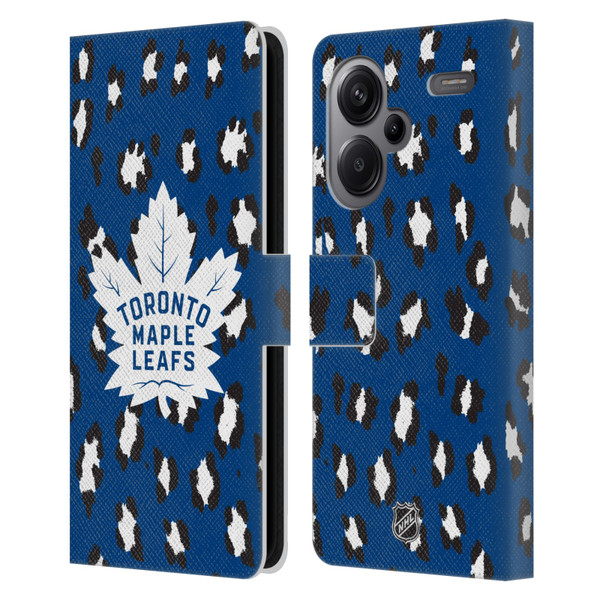 NHL Toronto Maple Leafs Leopard Patten Leather Book Wallet Case Cover For Xiaomi Redmi Note 13 Pro Plus 5G