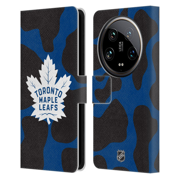 NHL Toronto Maple Leafs Cow Pattern Leather Book Wallet Case Cover For Xiaomi 14 Ultra