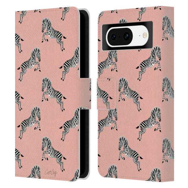 Cat Coquillette Tropical Wildlife Zebra Leap Pattern Leather Book Wallet Case Cover For Google Pixel 8