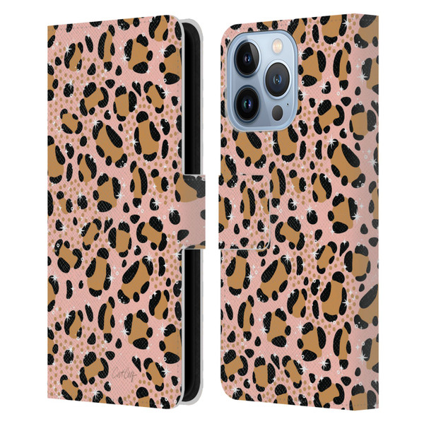 Cat Coquillette Tropical Wildlife Sparkly Leopard Print Leather Book Wallet Case Cover For Apple iPhone 13 Pro