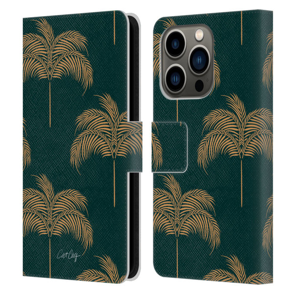 Cat Coquillette Tropical Wildlife Palm Tree Oasis Leather Book Wallet Case Cover For Apple iPhone 14 Pro