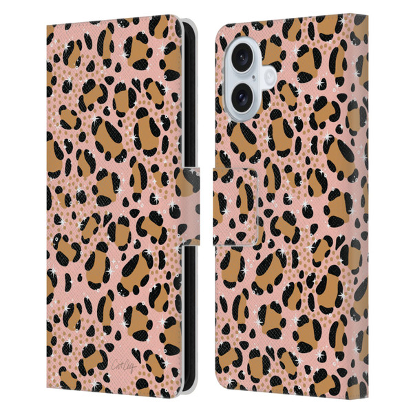 Cat Coquillette Tropical Wildlife Sparkly Leopard Print Leather Book Wallet Case Cover For Apple iPhone 16 Plus