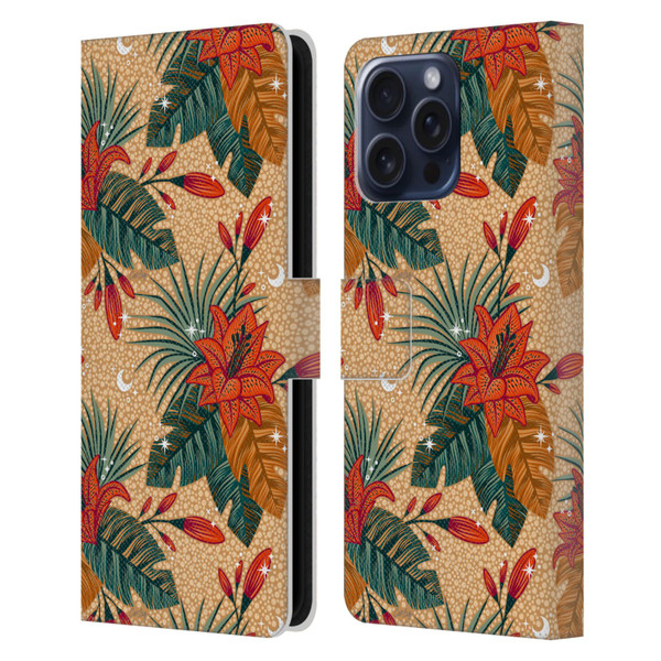 Cat Coquillette Tropical Wildlife Lily Leather Book Wallet Case Cover For Apple iPhone 16 Pro Max