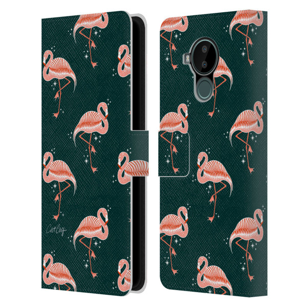 Cat Coquillette Tropical Wildlife Flamingo Sparkles Leather Book Wallet Case Cover For Nokia C30