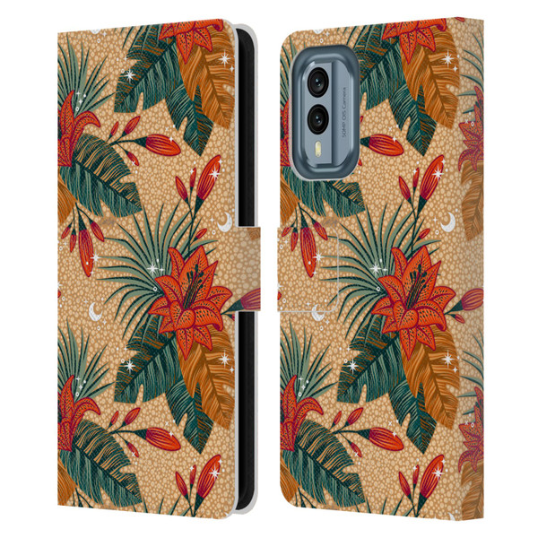 Cat Coquillette Tropical Wildlife Lily Leather Book Wallet Case Cover For Nokia X30