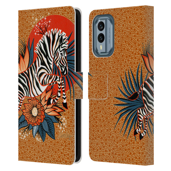 Cat Coquillette Tropical Wildlife Zebra Leap Leather Book Wallet Case Cover For Nokia X30