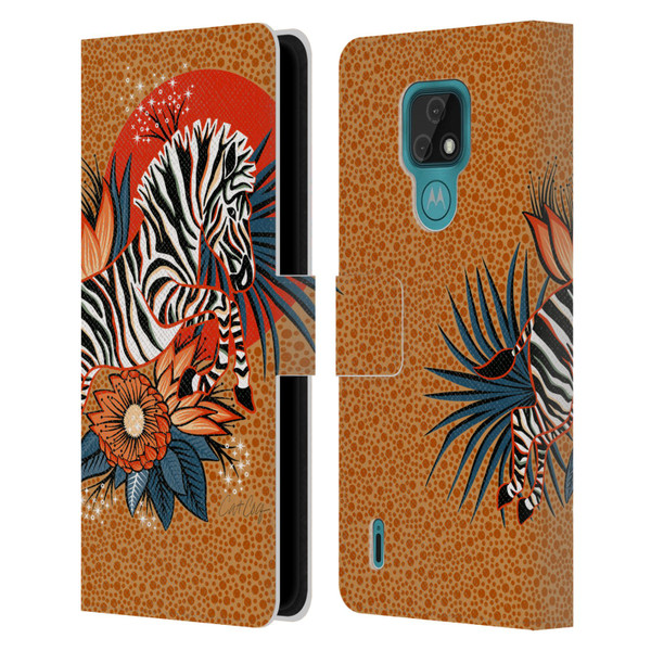 Cat Coquillette Tropical Wildlife Zebra Leap Leather Book Wallet Case Cover For Motorola Moto E7