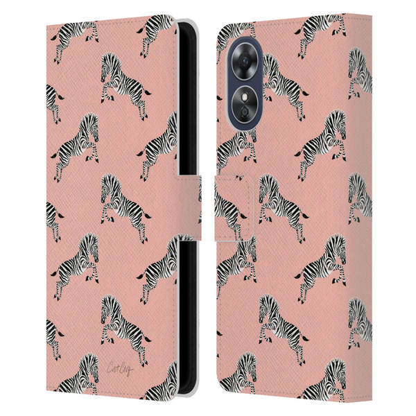 Cat Coquillette Tropical Wildlife Zebra Leap Pattern Leather Book Wallet Case Cover For OPPO A17