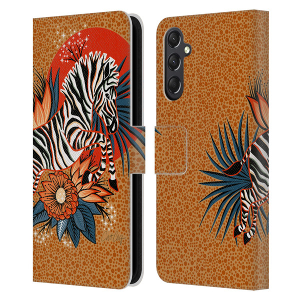 Cat Coquillette Tropical Wildlife Zebra Leap Leather Book Wallet Case Cover For Samsung Galaxy A24 4G / M34 5G