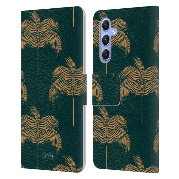 Cat Coquillette Tropical Wildlife Palm Tree Oasis Leather Book Wallet Case Cover For Samsung Galaxy A34 5G