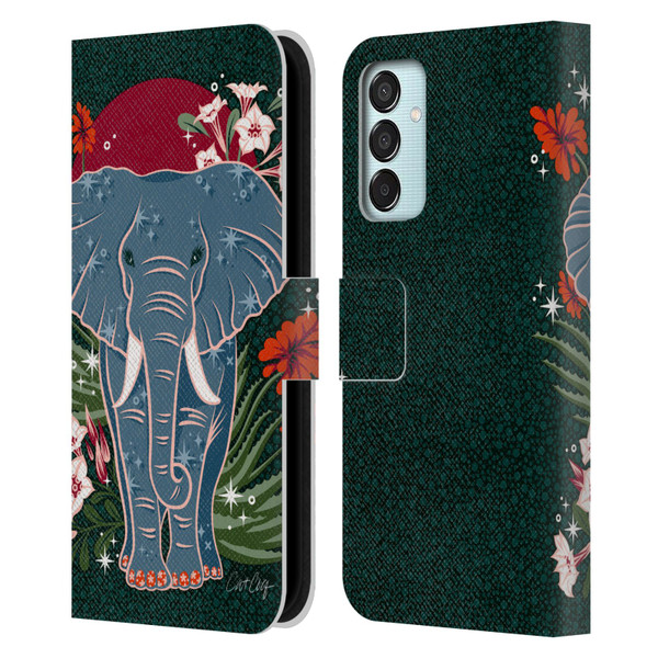 Cat Coquillette Tropical Wildlife Elephant And Aloe Leather Book Wallet Case Cover For Samsung Galaxy M15/F15 5G