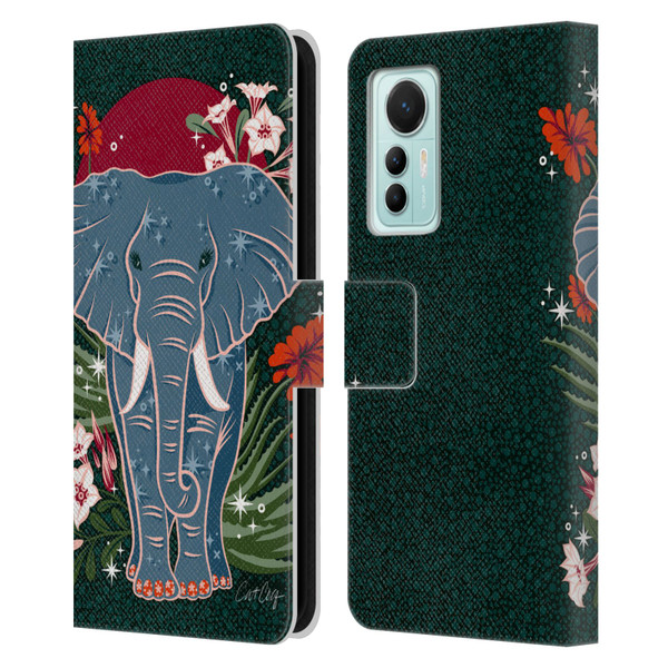 Cat Coquillette Tropical Wildlife Elephant And Aloe Leather Book Wallet Case Cover For Xiaomi 12 Lite