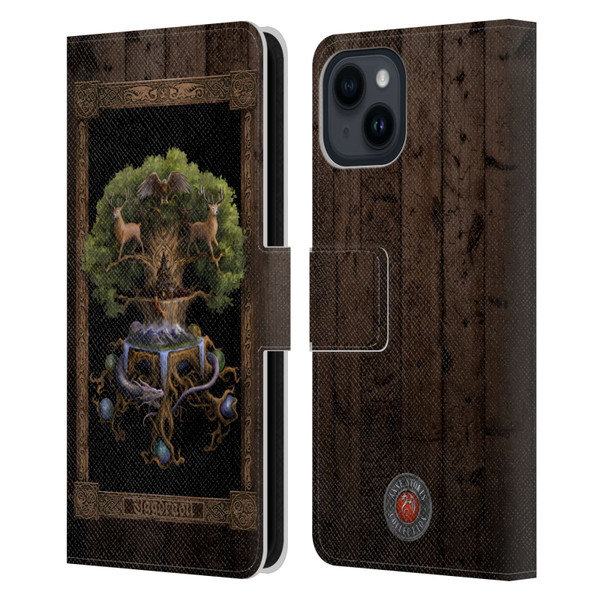 Anne Stokes Mix Fantasy Art Yggdrasil Leather Book Wallet Case Cover For Apple iPhone 15