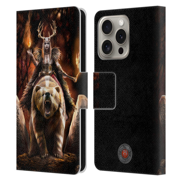 Anne Stokes Mix Fantasy Art Viking Witch Leather Book Wallet Case Cover For Apple iPhone 16 Pro