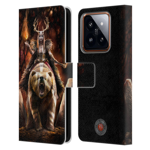 Anne Stokes Mix Fantasy Art Viking Witch Leather Book Wallet Case Cover For Xiaomi 14