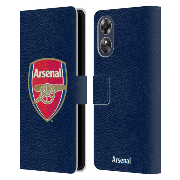Arsenal FC Crest 2 Full Colour Blue Leather Book Wallet Case Cover For OPPO A17