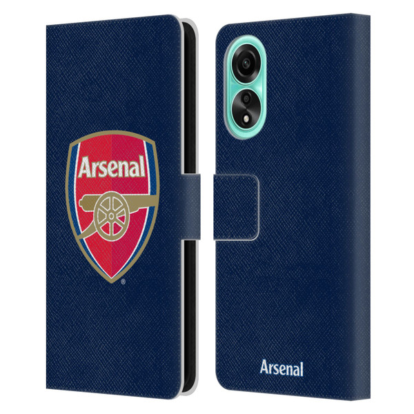 Arsenal FC Crest 2 Full Colour Blue Leather Book Wallet Case Cover For OPPO A78 4G