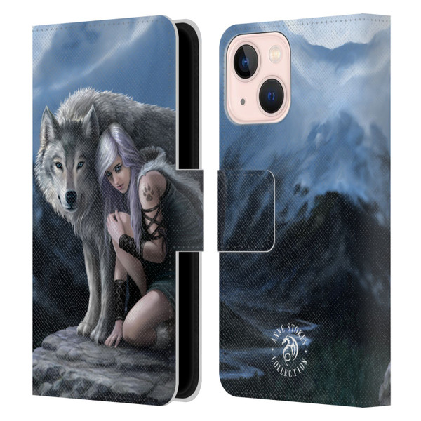 Anne Stokes Wolves Protector Leather Book Wallet Case Cover For Apple iPhone 13 Mini
