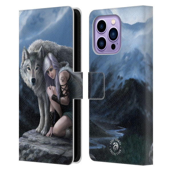 Anne Stokes Wolves Protector Leather Book Wallet Case Cover For Apple iPhone 14 Pro Max